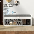 thumbnail image 3 of CHITOOMA 43.4" Shoe Storage Bench with Cushion and Barn Doors for Entryway, Bedroom, Shoe Rack Bench Adjustable Shelf with Lift Top Storage, 440 lbs, White, 3 of 11