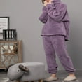 thumbnail image 3 of Pyjama en Polaire Corail pour Femmes Ensemble de Pyjama en Flanelle Doux Vêtements de Détente Chauds 2 Pcs, Gris TG, 3 of 7