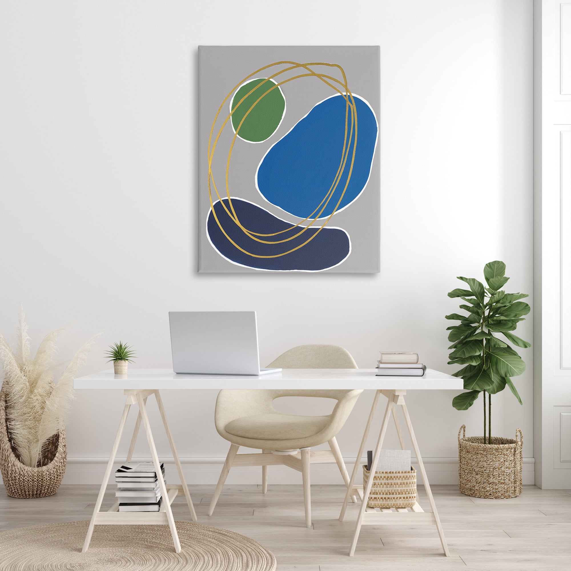 Stupell Industries Oblong Geometric Shapes Abstract Painting Gallery Wrapped Canvas Art Print Wall Art, 36 x 48