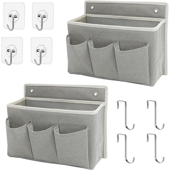 Pack of 2 Wall Organiser Bag Hanging Baskets with Large Mesh Compartment and 3 Pockets Door Organiser Space Saving Storage for Bedroom Motorhome Camper