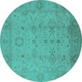 thumbnail image 1 of Ahgly Company Machine Washable Indoor Round Oriental Turquoise Blue Traditional Area Rugs, 8' Round, 1 of 4