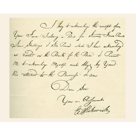 - Receipt Dated 1802 Signed By E Pickwick A Coach Proprietor From Whom Charles Dickens Took The Name For The Pickwick Papers Charles John Huffam Dickens 1812 Canvas Art - Ken Welsh Design Pics (30 x 2