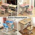 thumbnail image 3 of Kids Desk and Chair Set - Adjustable Kids Desk for Boys, Girls and Kids, ith Posture Corrector, Drawer, Pencil Slot and Hook, Perfect for Study, Home, Training or School (Pink), 3 of 10
