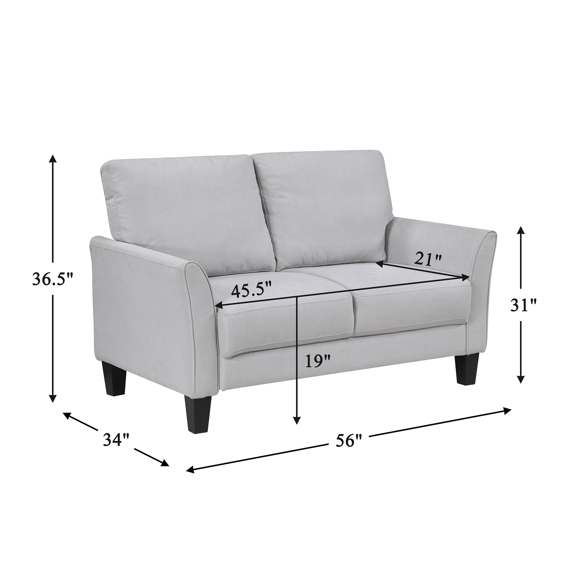 OakvillePark Islewyn Textured Fabric Loveseat, Gray