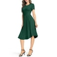 thumbnail image 4 of Aiyino Women's Short Sleeve Solid Color Casual Dress Pleated Loose Flowy Midi Dress With Pocket, 4 of 6