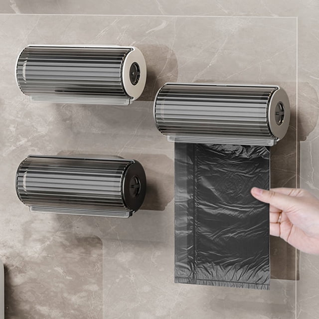 Contenedores para Organizar, Organizador Multifuncional para Bolsas de Basura, Soporte de Pared para Bolsas de Plástico, Sin Agujeros, Diseño Extraíble y Elegante, 16 X 8,5 X 7,5 Cm, Blanco, Gris y N