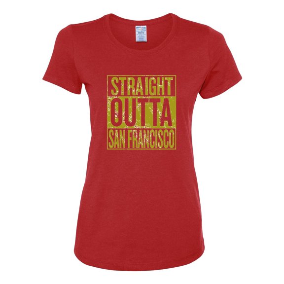 Straight Outta San Francisco SF Fan | Fantasy Football | Womens Sports Graphic T-Shirt, Red, 2XL