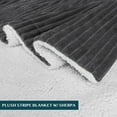 thumbnail image 3 of PAVILIA Reversible Sherpa Fleece Throw Blanket Twin Dark Grey, Soft Fuzzy Plush Flannel Throw, Warm Ribbed Microfiber Blanket for Sofa Couch Bed, Thick Striped Blanket, Grey, 60x80, 3 of 7