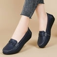 thumbnail image 4 of Women's Wedge Slip on Penny Loafers Dress Shoes Comfort Casual Leather Low Heel Boat Flats Work Shoes Spring, 4 of 6