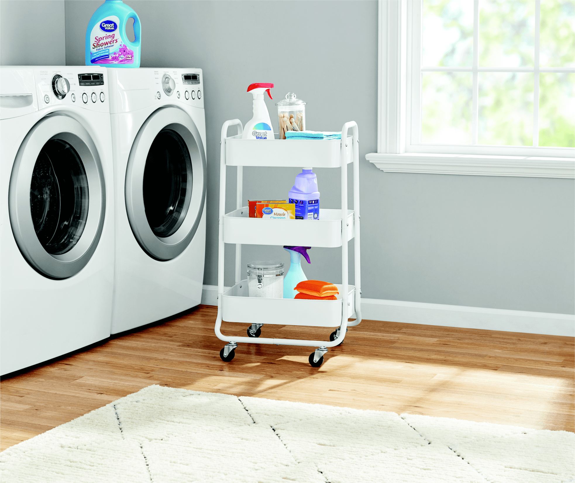 Mainstays Metal Frame Laundry Basket Sorter, 3-Tier, Arctic White