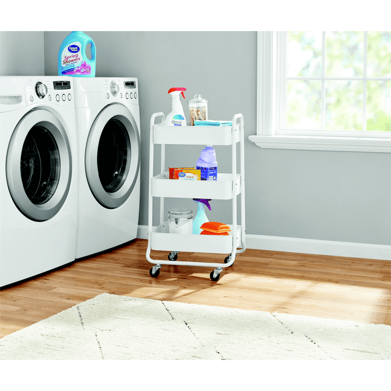 Mainstays Metal Frame Laundry Basket Sorter, 3-Tier, Arctic White