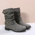 thumbnail image 4 of Botas Retro para mujer, botas cortas de talla grande, botas de caballero de tacón grueso, zapatos de tacón de cuero marrón, novedad de Otoño/Invierno 2022, 4 of 5