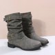 thumbnail image 4 of Botas Retro para mujer, botas cortas de talla grande, botas de caballero de tacón grueso, zapatos de tacón de cuero marrón, novedad de Otoño/Invierno 2022, 4 of 5