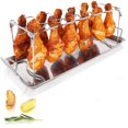 thumbnail image 1 of Soporte para patas de pollo incl. Bandeja de goteo + cepillo para barbacoa, soporte para aves de corral de acero inoxidable de alta calidad para patas de pollo cocidas uniformemente en el, 1 of 4