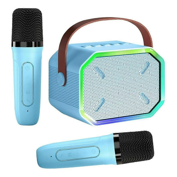 for Kids & Adults, Portable Bluetooth Speaker with 2 Wireless Microphones for TV, Home Party Birthday-B