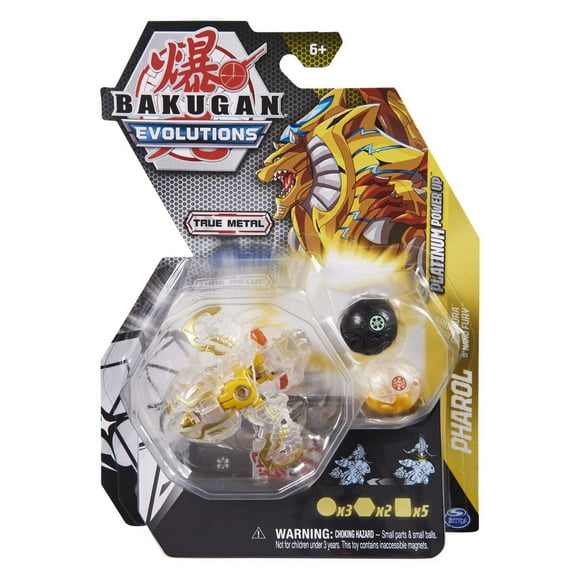 Bakugan Evolutions, Pharol with Nano Aura and Fury Platinum Power Up Pack, True Metal Bakugan Action Figure, 2 Nanogan, 2 Bakucore, 2 Ability Cards, Kids Toys for Boys and Girls, Ages 6 and Up