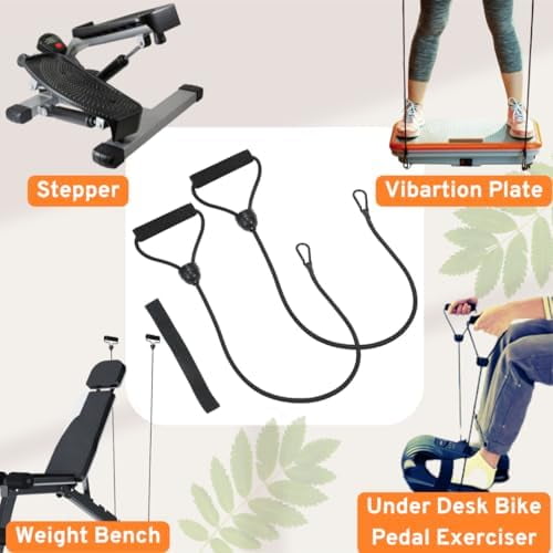 Jointown 1 Pair Stepper Resistance Bands with Handles & Connecting Strap – Workout & Exercise Bands for Strength Training, Muscle Toning, Home Gym Fitness Equipment