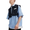 thumbnail image 1 of Camiseta de manga corta para hombre, camisas informales holgadas 2 en 1 de dos piezas falsas de gran tamaño a la moda con chaleco, 1 of 8