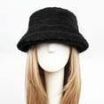 thumbnail image 4 of UTSJKR Faux Fur Winter Bucket Hat for Women Fluffy Warm Hat Wide Brim Solid Color Thick Fisherman Soft Fuzzy Snow Ski Cap Black, 4 of 5