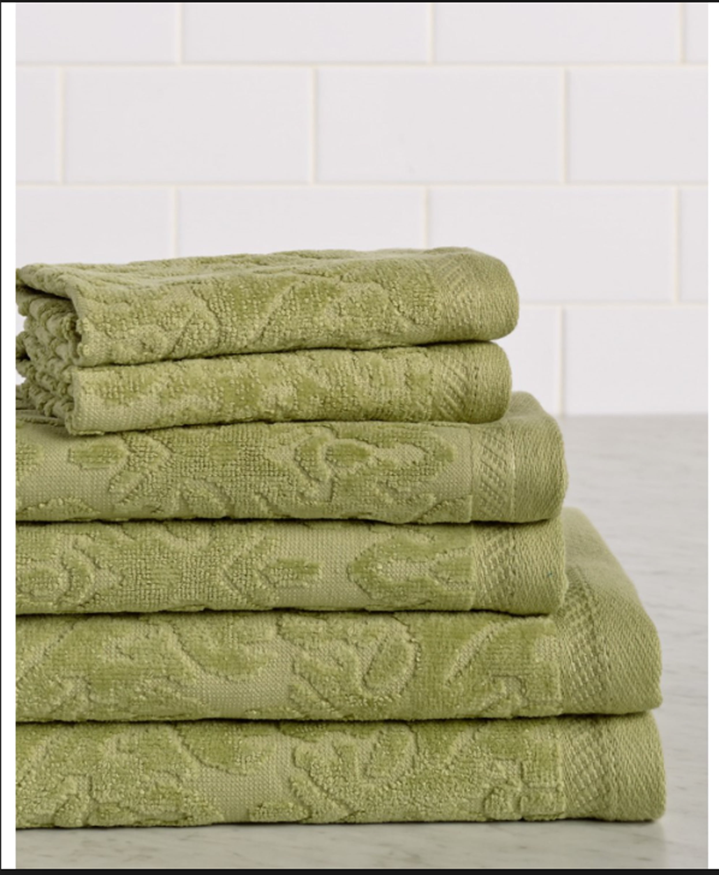 Mallorca 6Piece 100 Cotton Bath Towel Set in Jade