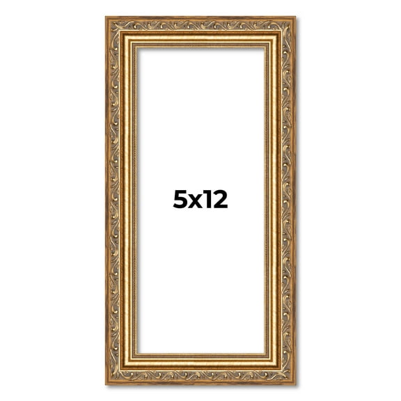 5x12 In Frame Gold Solid Wood Picture Frame Width 1.25 Inches | Interior Frame Depth 0.375 Inches |