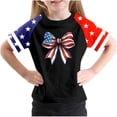 thumbnail image 1 of T-Shirt à Manches Courtes pour la Fête de l'Indépendance pour Garçons et Filles Tout-Petits, Mélange Doux de Polyester-Spandex, Col Rond, Imprimé Coloré, Port Toutes Saisons, Lavable à la Main, 1 of 4