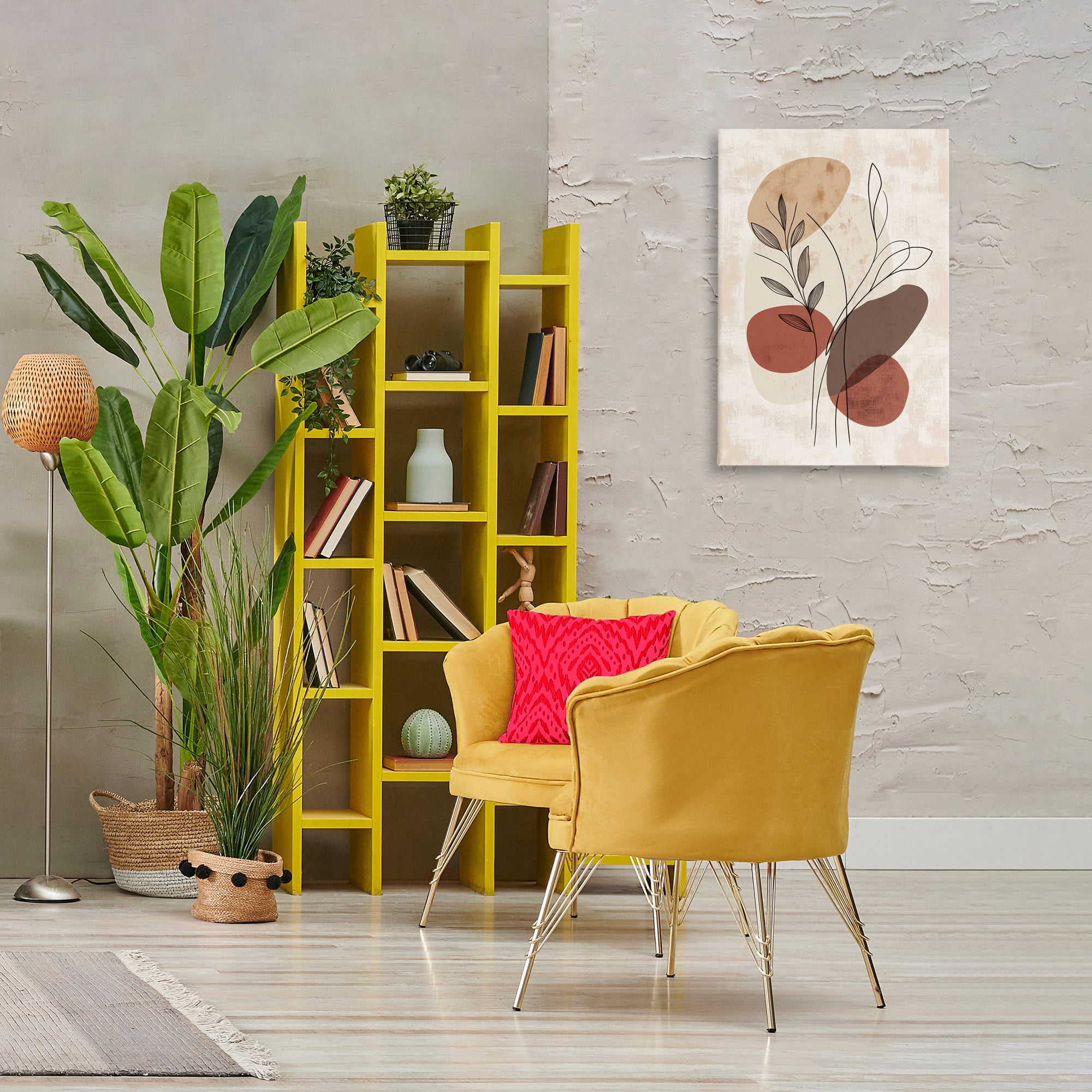Stupell Industries Sprig Outlines Neutrals Plants & Flowers Painting Wrapped Canvas Art Print Wall Art, 20 x 30