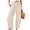 Beige, variant on Nhthy Women's Summer Drawstring Linen Wide Leg Long Pants, Elastic Waist Capri Length Casual Trousers White XXL