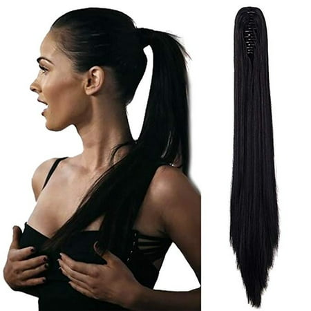 FLORATA Womens Claw Clip in Ponytail Hair Extensions 21 inches Long Straight