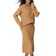 thumbnail image 4 of INSPIRAR CHIC Conjunto de Dos Piezas de Suéter de Cuello Redondo para Mujeres Otoño Invierno con Falda Midi y Bolsillos Color Caqui Talla L, 4 of 6