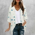 thumbnail image 2 of Feancey Beach Cover Ups for Women Boho Floral Printed 3/4 Sleeve Chiffon Cardigan Lightweight Open Front Dressy Casual Blouses Tops Sales of The Day! Multicolor S, 2 of 6