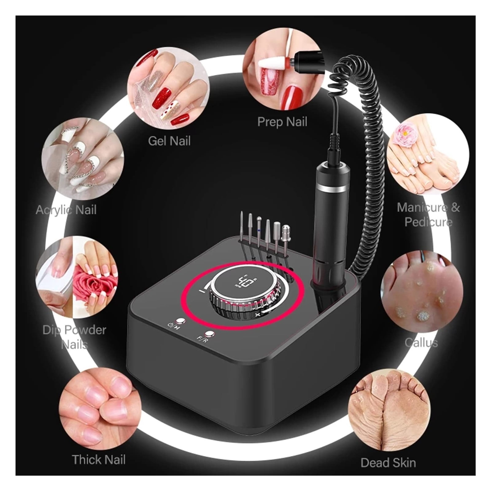 Electric Nail Grinder For Hard Nails 40000RPM Manicure Machine Electric Nail Drill Nail Polisher Professional Nail Beauty Tool ,Low Noise