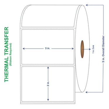 3" x 2" General Use Labels, w/ Perf Thermal Transfer Labels, Perforated, 1240 per roll (4 Rolls per Carton)