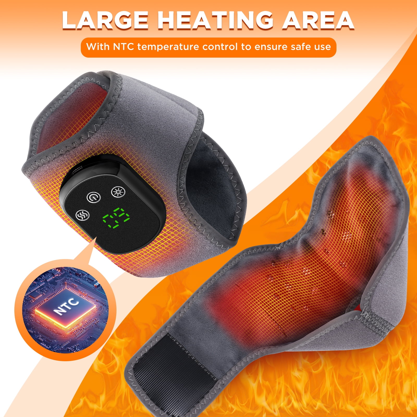 Cordless Ankle Massager with Heat, Foot Massager,Ankle Heating Pad, USB Rechargeable Heated Ankle Brace Wrap Warmer, 5 Heat Levels, 3 Vibration Modes, Auto Shut Off