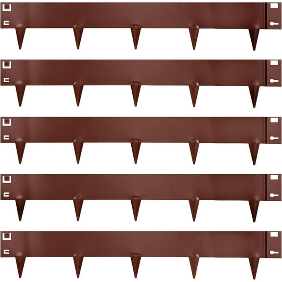 5 Pack Metal Landscape Edging, 42”L x 7”H Brown Bendable Steel Lawn Garden Edging Border, No Dig Edging for Landscaping Yard Pathway (16.5 Ft Total)