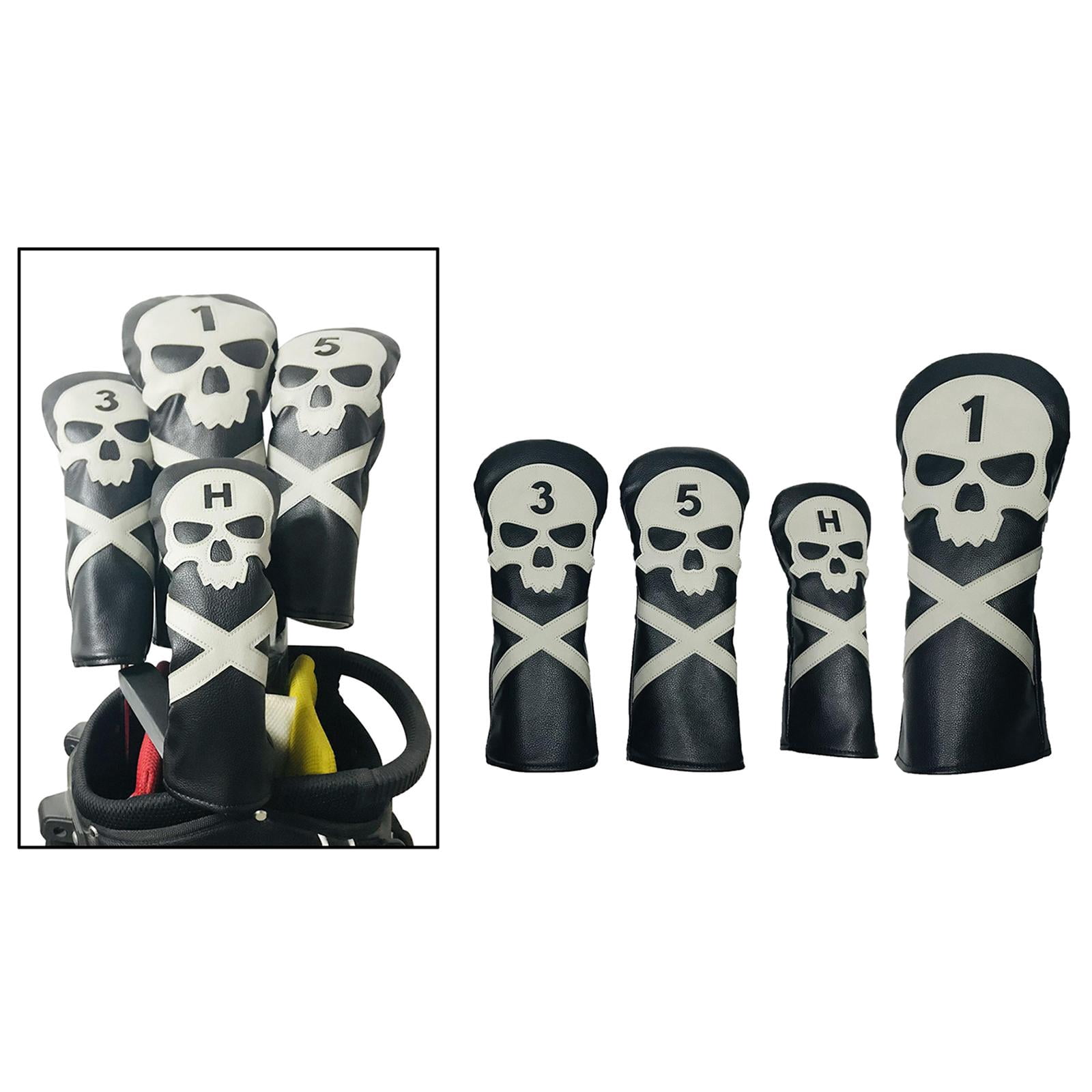 harayaa 4x Golf Head Covers for Driver And Fairway Wood Golf Club, Skull Headcovers Golf