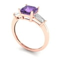 thumbnail image 2 of Clara Pucci 14K Rose Gold Solid Gold Alexandrite Three-Stone Anniversary Ring for Women - 1.62 cttw Square Emerald Cut, 2 of 7