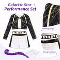 thumbnail image 2 of 6-Piece Pop Singer Halloween Costume for Girls, Stage Performance Outfit with Cropped Graphic Jacket, Sleeveless Top, Shorts and Braided Ponytail Extension for Parties and Dress Up, 2 of 6