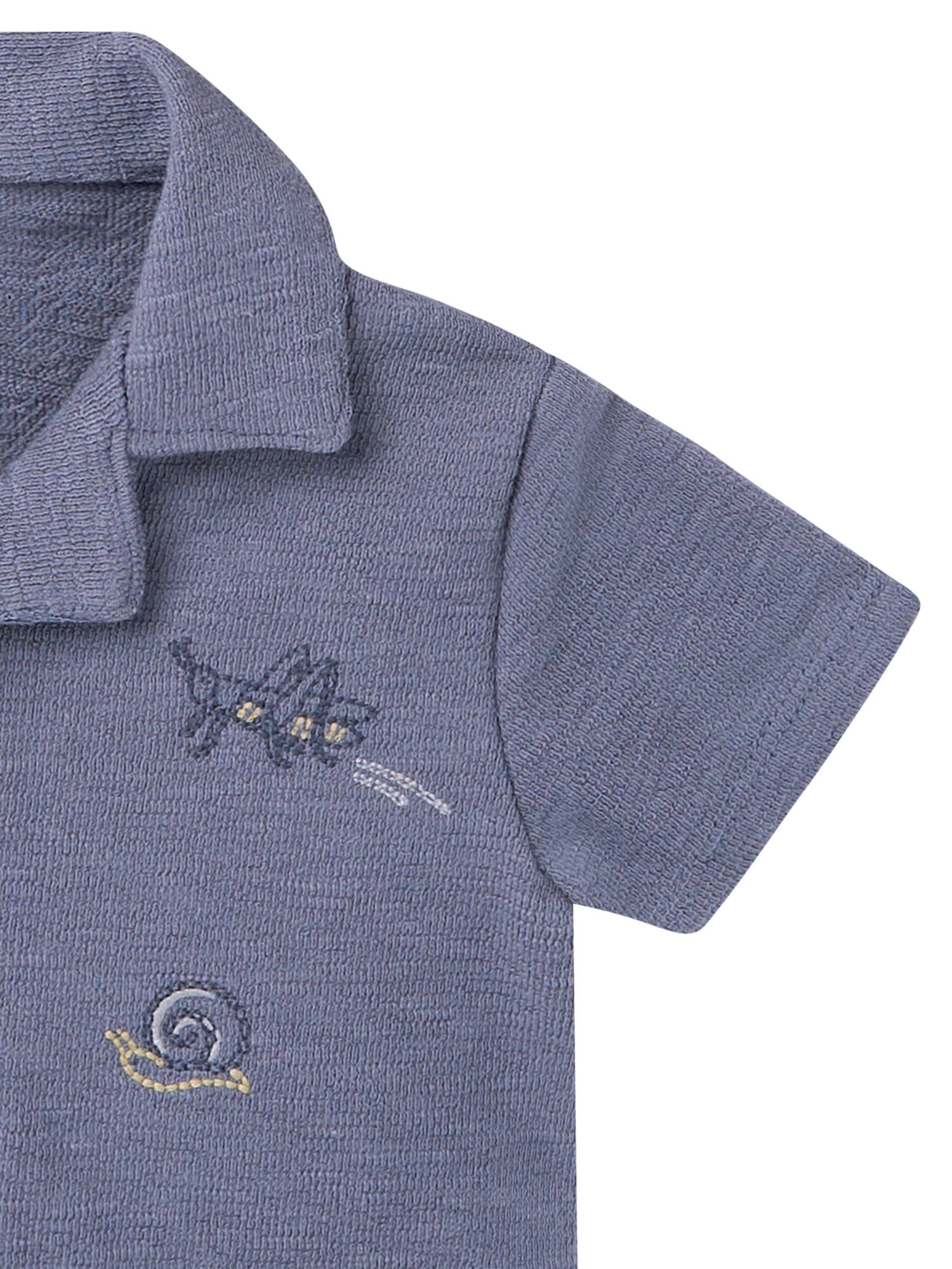 Modern Moments by Gerber Baby Boy Button Down Shirt and Short Set, 2-Piece, Sizes 0/3 Months - 24 Months
