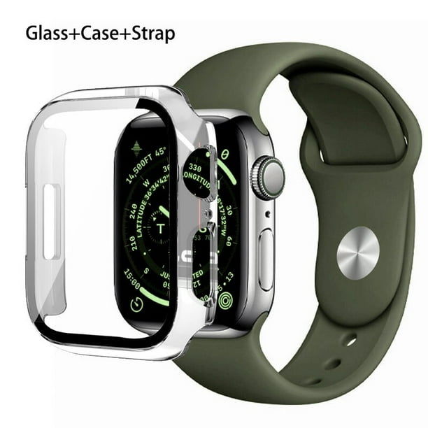 Cristal funda y correa para Apple Watch banda de silicona de 44mm 40mm 45mm 41mm 38mm 42mm 44mm iWatch serie 3 4 5 6 se 78 Bodega Aurrera en linea
