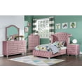 thumbnail image 3 of Contemporary Pink Flannelette Upholstered 1pc Twin Size Bed Cabriole Legs Wingback Design Bedroom Furniture, 3 of 4