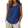 thumbnail image 3 of Tank Tops For Women Blue Womens Tops Fashion Daily Vacation Tank O Neck Vest Womens Tank Tops, 3 of 4