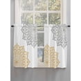 thumbnail image 3 of Tier Curtains 45 Inches Long, Boho Gray Beige Floral Window Treatment Curtain Drapes, Retro Abstract Art Flowers Window Half Privacy Curtains for Bedroom Bathroom, 42"x45", 2 Panels, 3 of 7