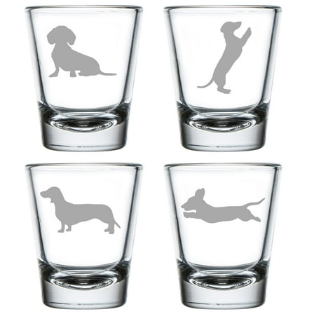 Set of 4 Shot Glasses 1.75oz Shot Glass Dachshund Collection Gift
