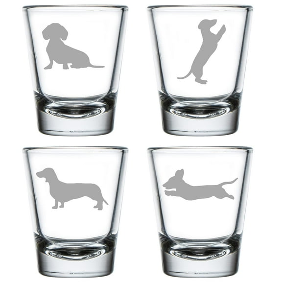 Set of 4 Shot Glasses 1.75oz Shot Glass Dachshund Collection Gift