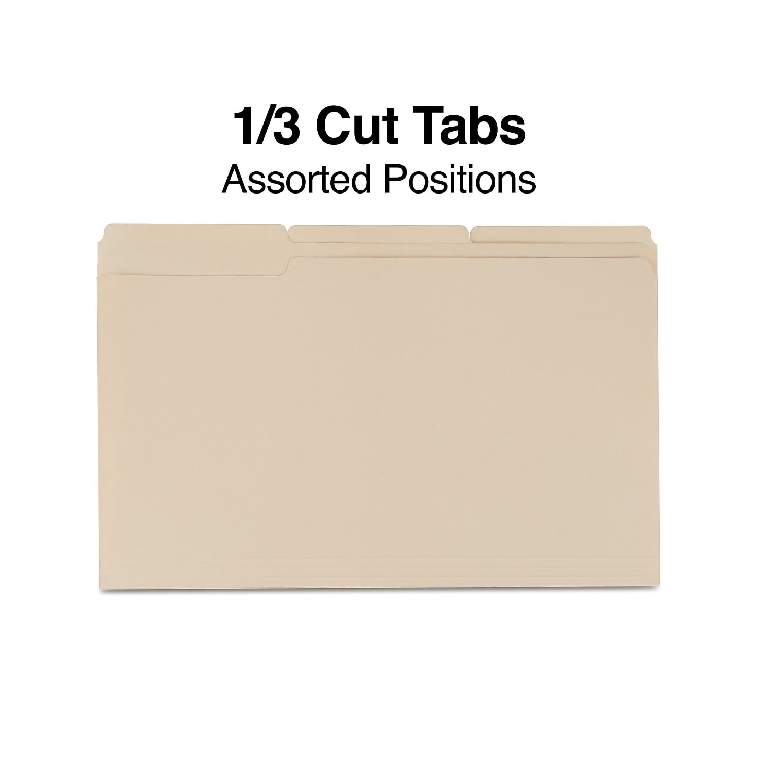 Staples Manila 3-Tab File Folders Legal Assorted Position 100/Box TR56680