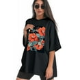 thumbnail image 3 of Plus Size Shirt for Women Black Tops for Women Short Sleeves Shirt for Women Flower7 T Shirt Crewneck Shirt for Women XS, 3 of 5