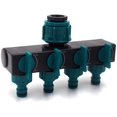 thumbnail image 4 of Conector de manguera de riego de 4 salidas, extensor de conector de riego distribuidor, adaptador de grifo, selector de boquilla de grifo para jardín, invernadero, huerto, césped, 4 of 5