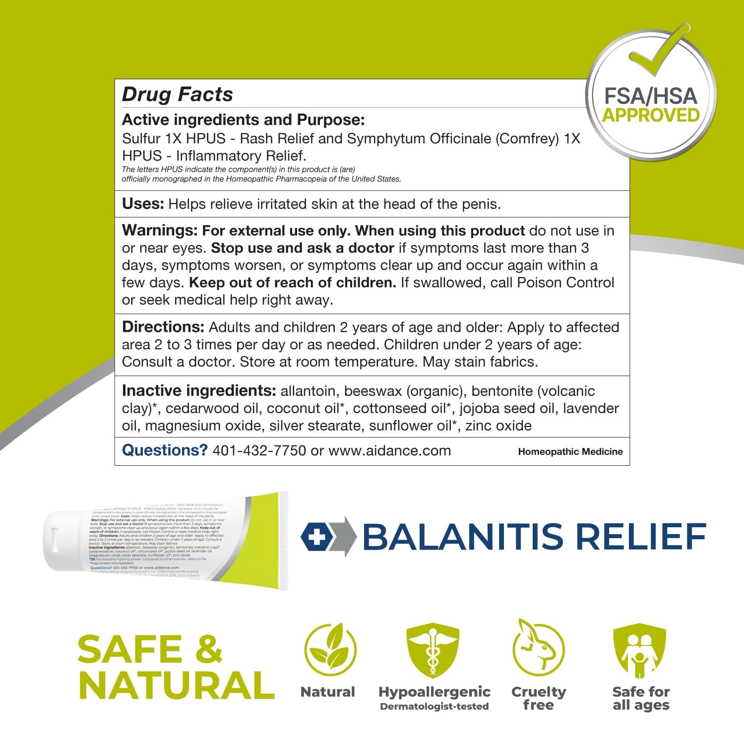 Terrasil Balanitis Relief Ointment, All-Natural Treatment for Irritation, Itch & Inflammation (50gm)