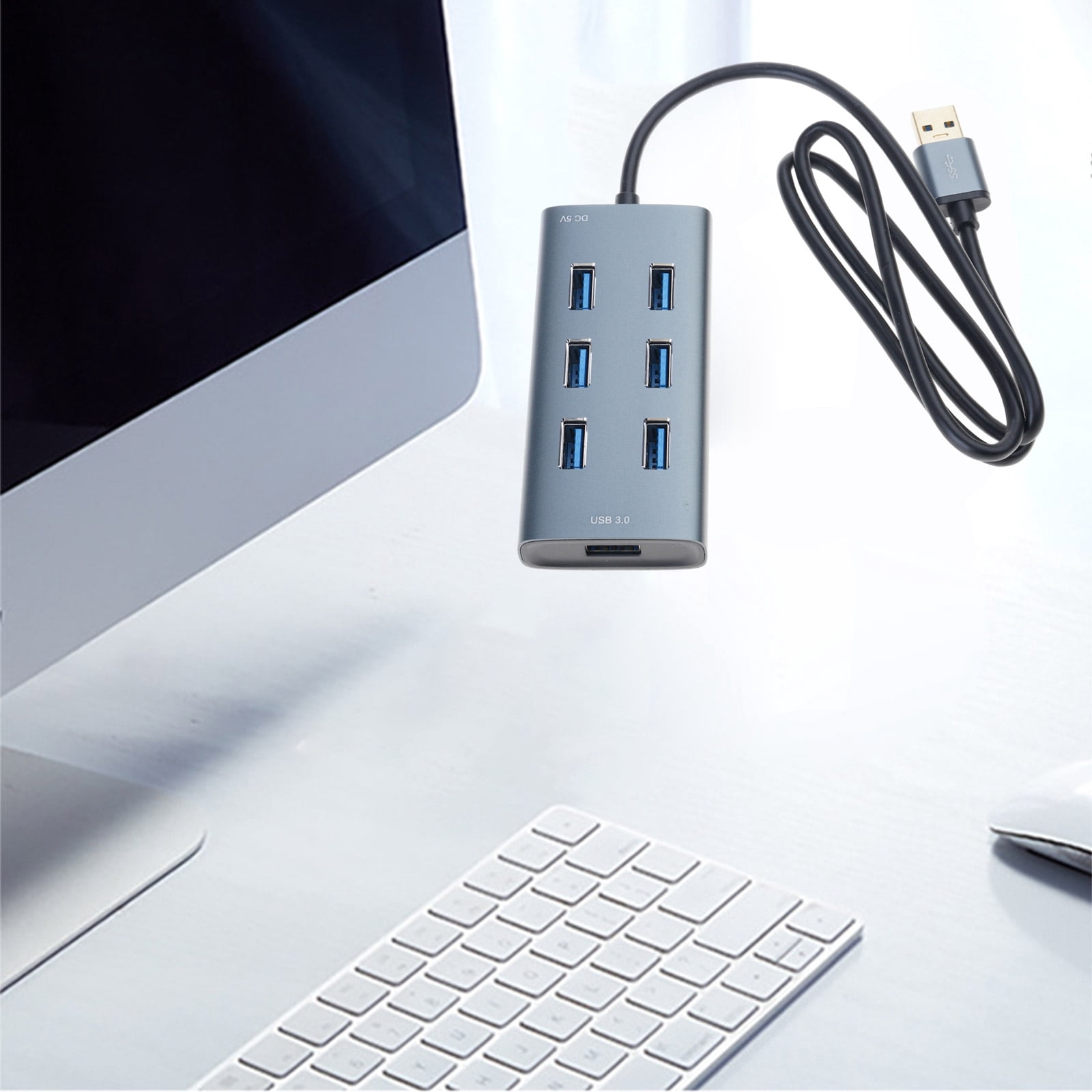 USB Hub Multi USB Splitter 7 Ports Multiple Expander No Driver Required Plug and for Play, for Laptop, for Windo